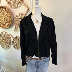 Vintage Connection Cropped Black Jacket 90s Minimalist Blazer Paris NY LA M